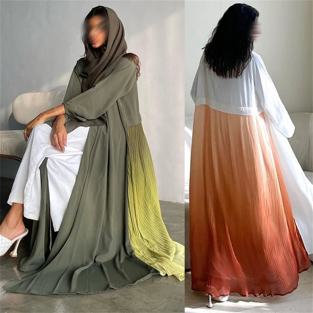 Ramadan Open Chiffon Kimono Abaya Kaftans Turkey Islam Muslim Dress Prayer Clothes Women Djellaba Kebaya Robe Femme Musulmane.