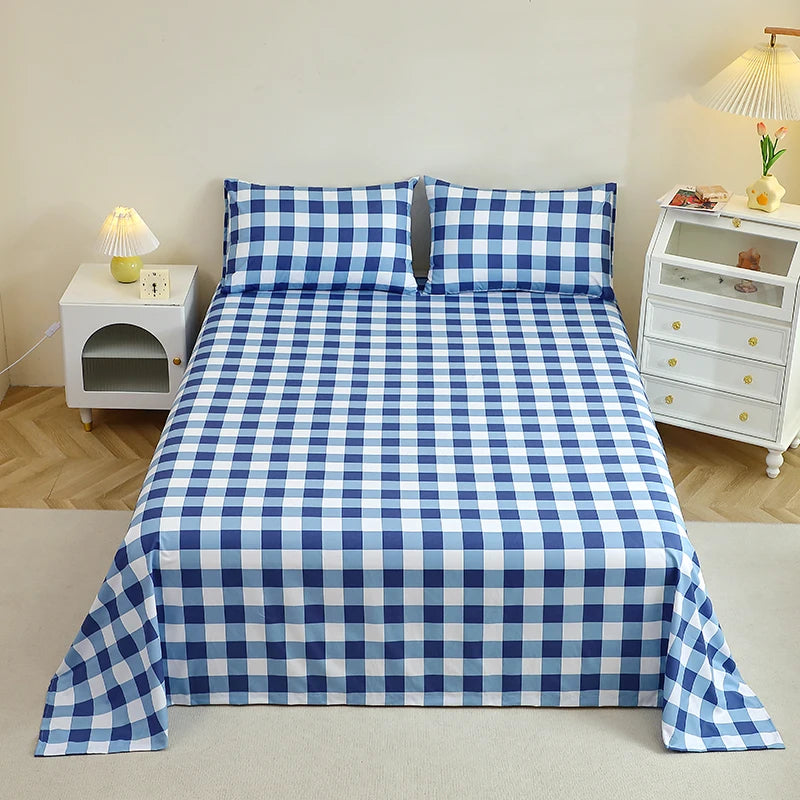 Flat Sheet And Pillowcases Sets Linen Cotton Blend Bedding Set with 50x70cm Pillowcases.