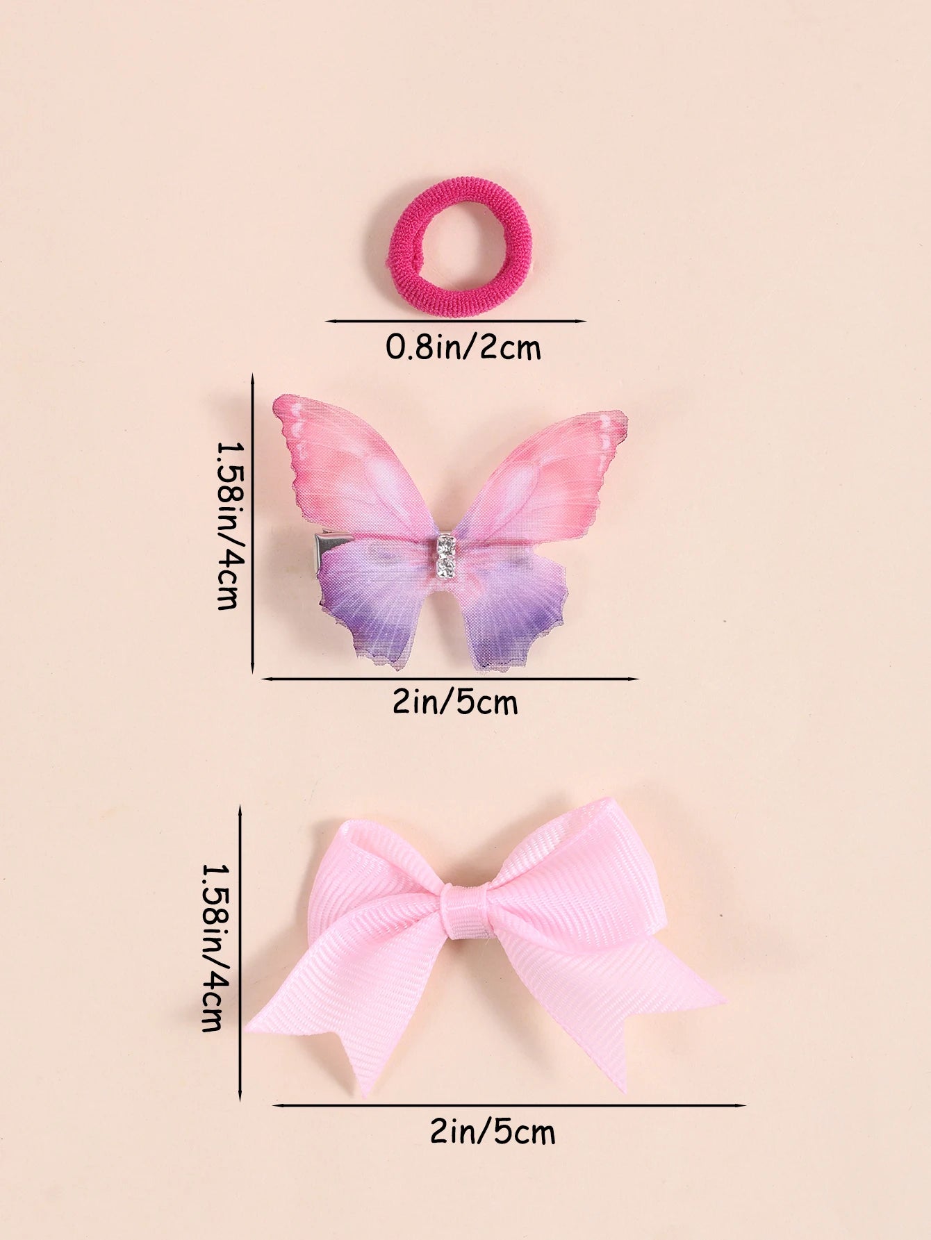 115pcs Colorful Hair Accessories Set for Women Elastic Hair Ties Printed Butterfly Hair Clips Pink Hairpins Daily Use Headwear.