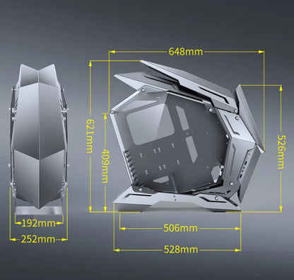 JONSBO MOD-3 Special-shaped Case All Aluminum Tempered Glass E-sports Mecha Theme Chassis E-ATX Motherboard 360 Water-cooled.