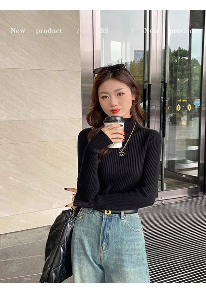 Women Long Sleeve Casual Turtleneck Warm Basic Sweater Chic Autumn Winter 2025 Pullovers Knit Jumpers Solid Color Slim Tops.