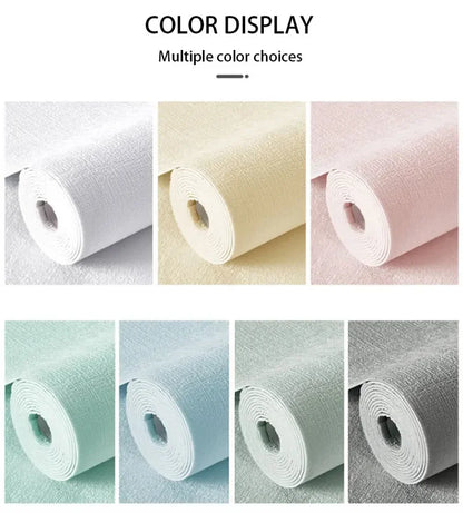 10 m 3D verdickte selbstklebende Tapete Leinen schlicht Kieselalgen Schlamm Wandaufkleber Farbe Dekor Renovierung Antikollision Home Decor