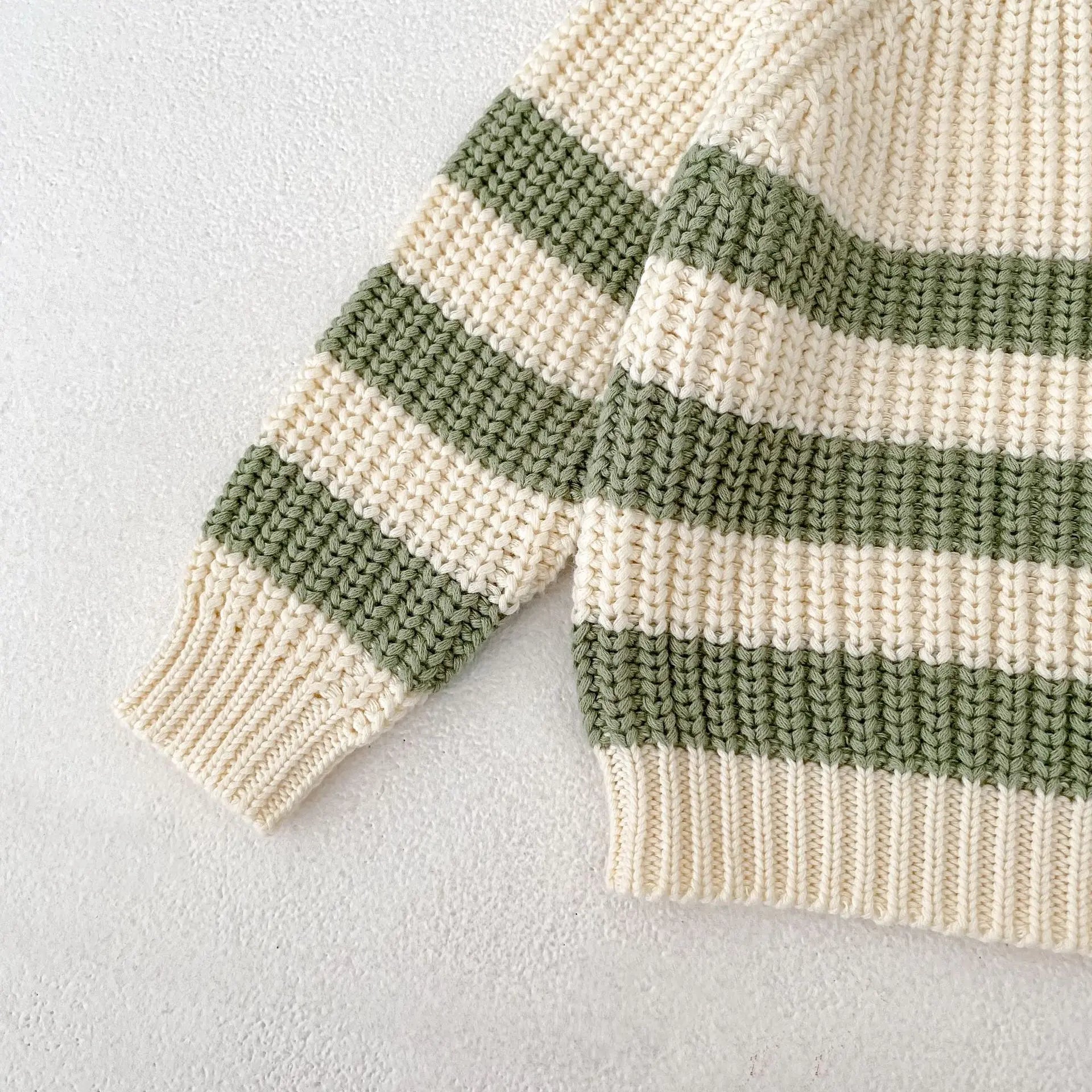 Baby-Pullover für Herren und Damen, neue Herbst-Stile für Säuglinge und Kleinkinder, gestreifte Strickoberteile und Hosen-Sets.