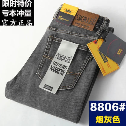 Csmor Lee Men's Jean Autumn Winter Loose-fit Straight-leg Trendy Pants Casual Denim Trousers Men Classic Stretch Jeans Fashion