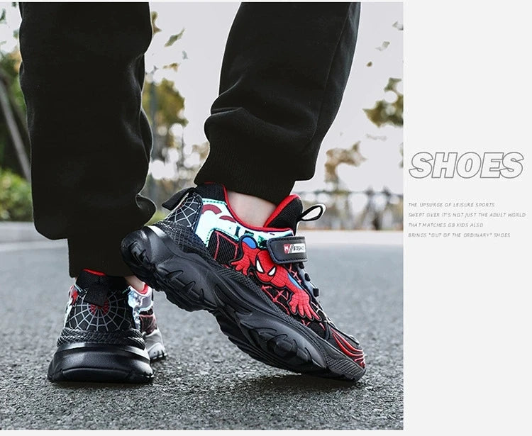 Disney Kids Sneakers Boys Tennis Shoes Comfortable Mesh Shoes Lightweight Outdoor Children's Sports Walking Black Blue Shoes.