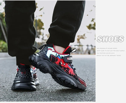 Disney Kids Sneakers Boys Tennis Shoes Comfortable Mesh Shoes Lightweight Outdoor Children's Sports Walking Black Blue Shoes.