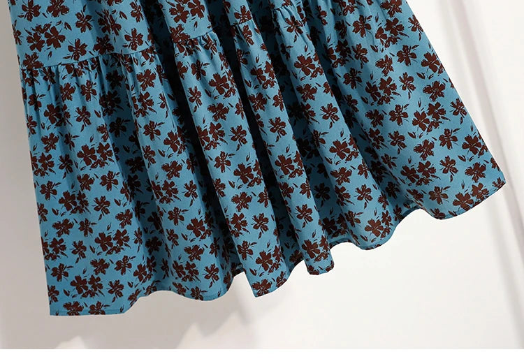 2025 Vintage Draped Elegant Chinese Style Women's Half-length Skirts Autumn Floral Pleated A- Line Skirt With Lining