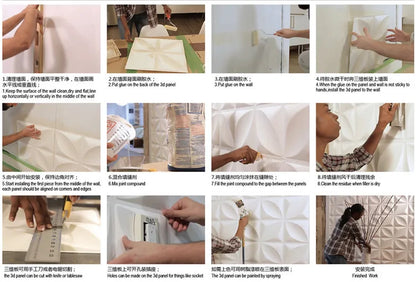 12pcs 50x50cm Stiker dinding 3d, dekorasi rumah panel dinding 3d, non-self-adhesive Kayu ukir berlian geometris potongan seni 3d