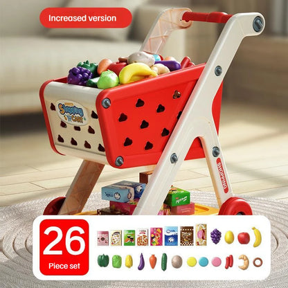 Shopping cart toy baby small trolley children play house fruit cut music kitchen supermarket men and girls Early Education toys