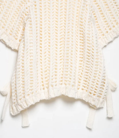 MUJER 2025 Stricken Crop Tops Frau Kurzarm Pullover Gestrickte Kurze Pullover für Frauen Gebunden Strickwaren Mode Damen Pullover.