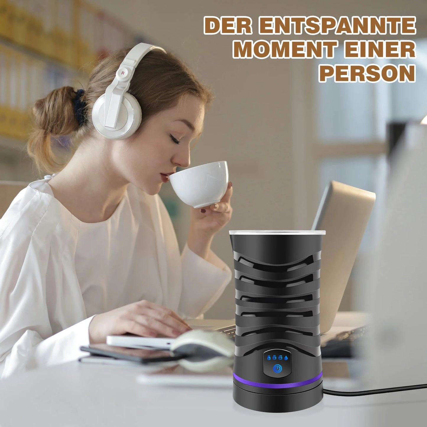 4 in 1 Milk Frother Electric and Steamer 11.8 oz/350ml Hot/Cold Foam Maker Intelligent Temperature Control Electric Milk Warmer.