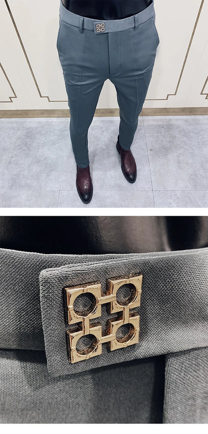 Men Suit Pants Formal Trousers Stretch Slim Pantalone Hombre Calça Masculina Solid Color Casual Dress Pants Fashion Men Clothing