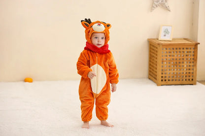 MICHLEY Winter Baby Strampler Mit Kapuze Flanell Cosplay Kleinkind Infant Kleidung Insgesamt Bodys Overall Kostüm Für Kinder Mädchen Junge