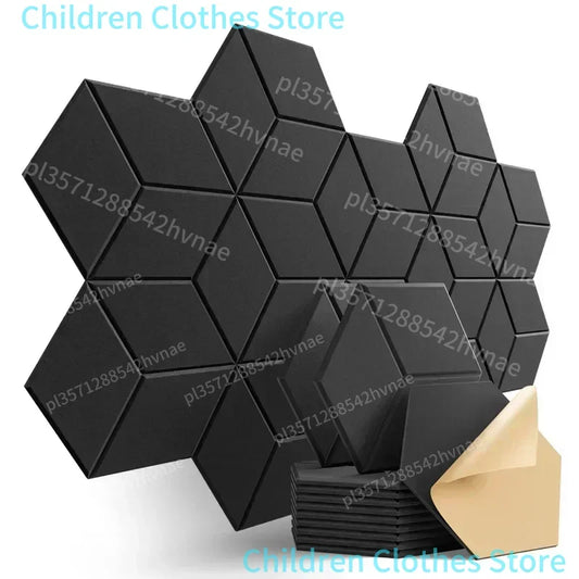36/24/12pcs Hexagonal Self-adhesive Acoustic Panels Sound Proof Foam Panels Y-Lined Design To Absorb Noise Eliminate Echoes