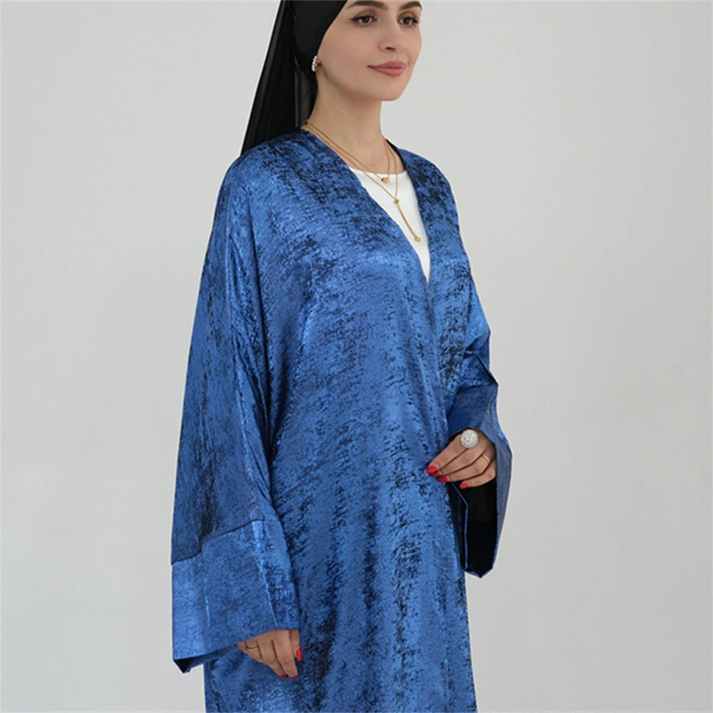 Ramadan Shiny Satin Open Kimono Abaya Dubai Luxury 2025 Muslim Kaftan Dress Abayas For Women Islam Clothing Robe Femme Musulmane