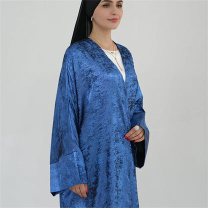 Ramadan Shiny Satin Open Kimono Abaya Dubai Luxury 2025 Muslim Kaftan Dress Abayas For Women Islam Clothing Robe Femme Musulmane