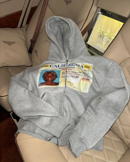 New Gothic Harajuku women sportswear trend printed hoodie y2k top new street clothing men and women zippered hooded.