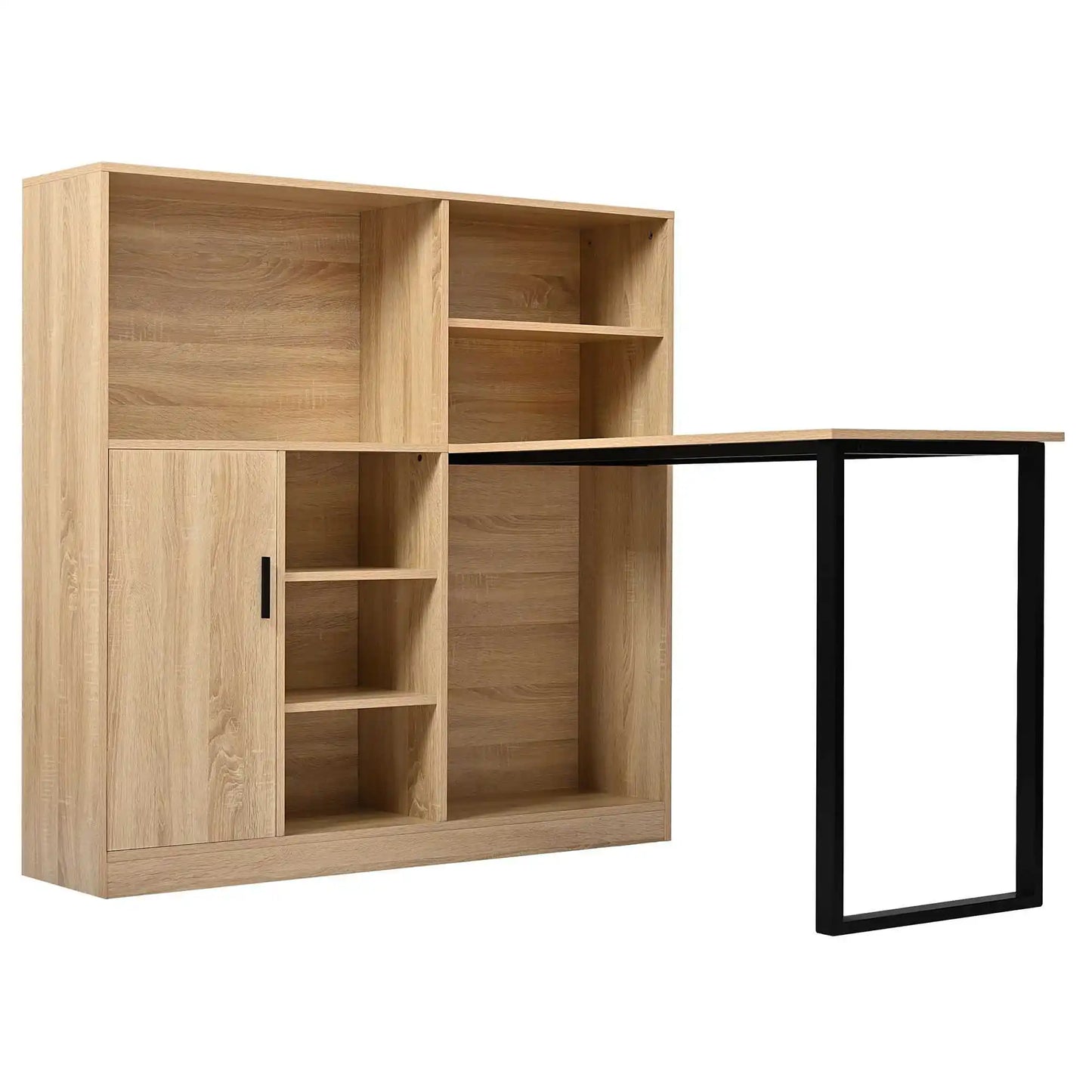 Computertisch Bücherregal-Tisch Schranktisch Arbeitstisch Schrank Schreibtisch Naturfarbe 120 cm (ohne Hocker)