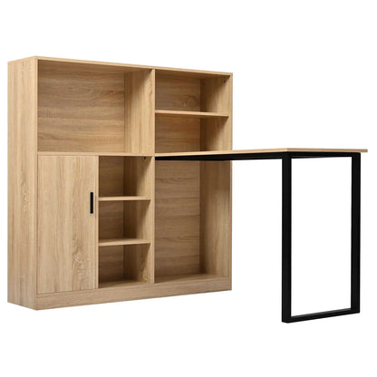 Computertisch Bücherregal-Tisch Schranktisch Arbeitstisch Schrank Schreibtisch Naturfarbe 120 cm (ohne Hocker)