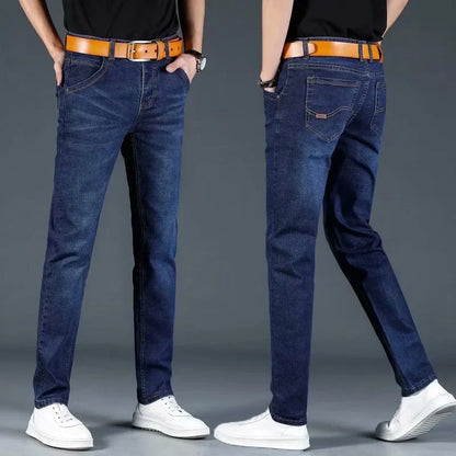 New 2025 Men's Slim Fit Casual Jeans Thin Straight Leg Summer Elastic Comfortable Long Trousers Versatile Style for All Occasion.