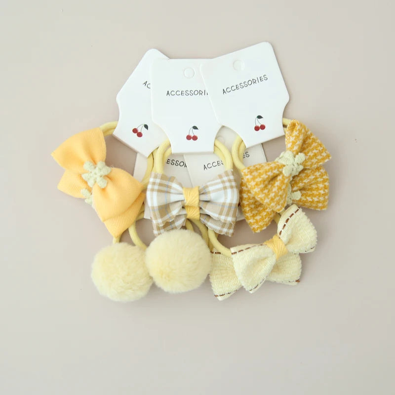 10Pcs/Lot, Elastic Hair Bow Clips for Children, Children's Headwear Hair Accessories for girls, Cute Hair ties, Lovely Hair Rope