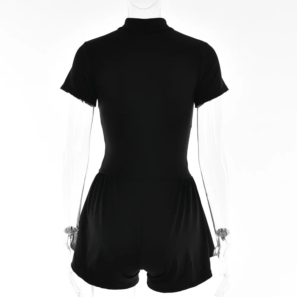 Elegant Women Zip-up O-neck Long Sleeve Jumpsuit Streetwear 2025 Summer Autumn Female Overalls One Piece Fitness Sports Bodysuit