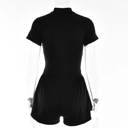 Elegant Women Zip-up O-neck Long Sleeve Jumpsuit Streetwear 2025 Summer Autumn Female Overalls One Piece Fitness Sports Bodysuit