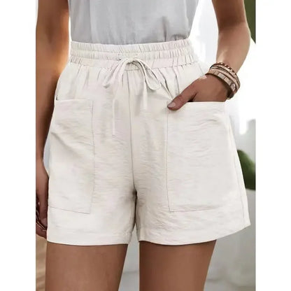 Women's High-waisted Loose-fit Solid Color Casual Shorts Pocket Bell Bottoms