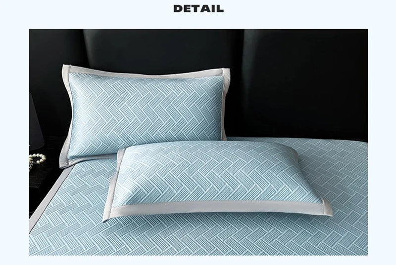 Luxury Summer Carbon Cooling Mat Set Solid Color Queen King Size Bed Mattress and Pillow Case Machine Washable Soft Folding Mat.