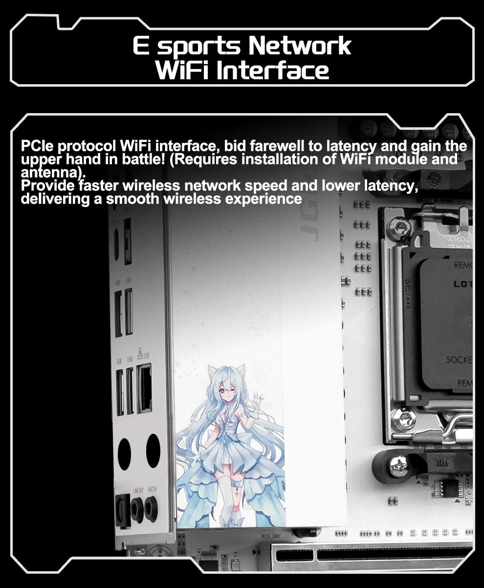 JGINYUE B650M Snow Dream AM5 DDR5 ARGB M-ATX Motherboard For Gaming PCIe 4.0×4 M.2 For CPU 9700X/9900X/7800X3D gaming pc DIY.