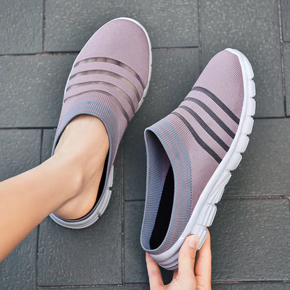 New large size men's casual sneakers fashion outdoor walking men's half slippers mesh surface breathable men's sneakers.