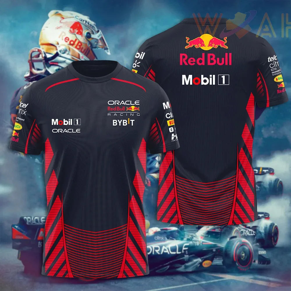 2025 New Red Bull Print Hot Selling Outdoor Running Sports T-shirt Men's Summer Racing Suit Red Bull Brand Cycling Training Suit.