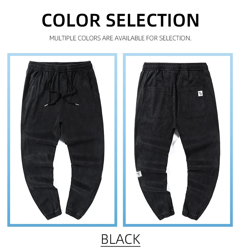 Men's Lyocell Loose Cuffed Tapered Pants 2025 Summer Autumn Comfortable Breathable Casual Long Pants Plus Size 5XL.