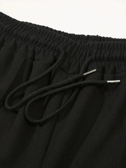 Mens Stylish Waffle Pants - Casual Sports Slim Fit with Adjustable Drawstring Secure Pockets for All Seasons - Perfect Outdoor.