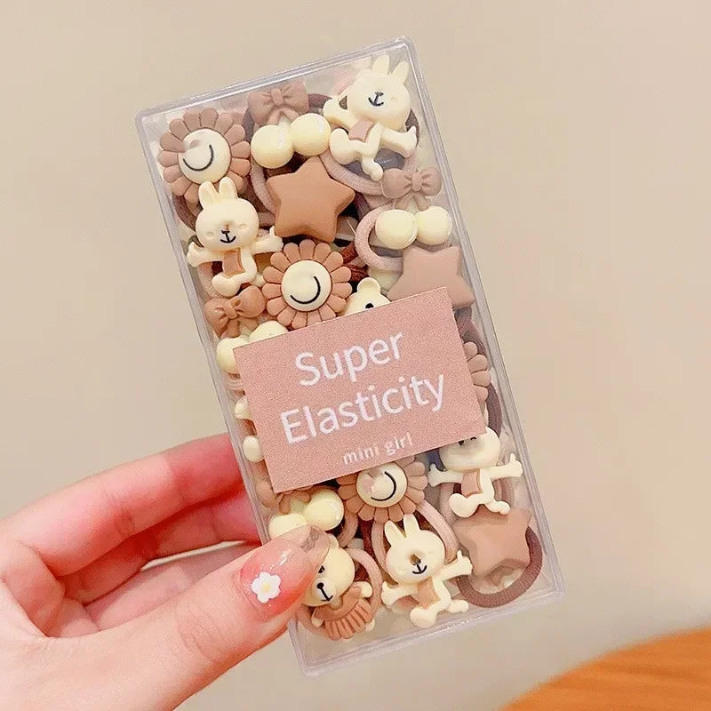 Coffee Color Children's Cute Cartoon Hair Rope Baby Thumb Loop Does Not Hurt Rubber Band Headwear Baby Tie Head  Small Pull.