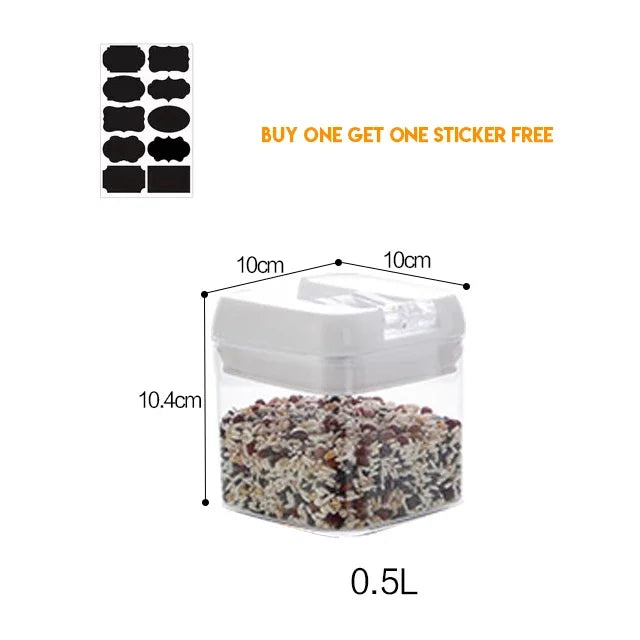 Air-Tight Food Storage Container for Cereals Easy Lock Sealed Jar Plastic Transparent Milk Powder Grains Candy Kitchen Organizer