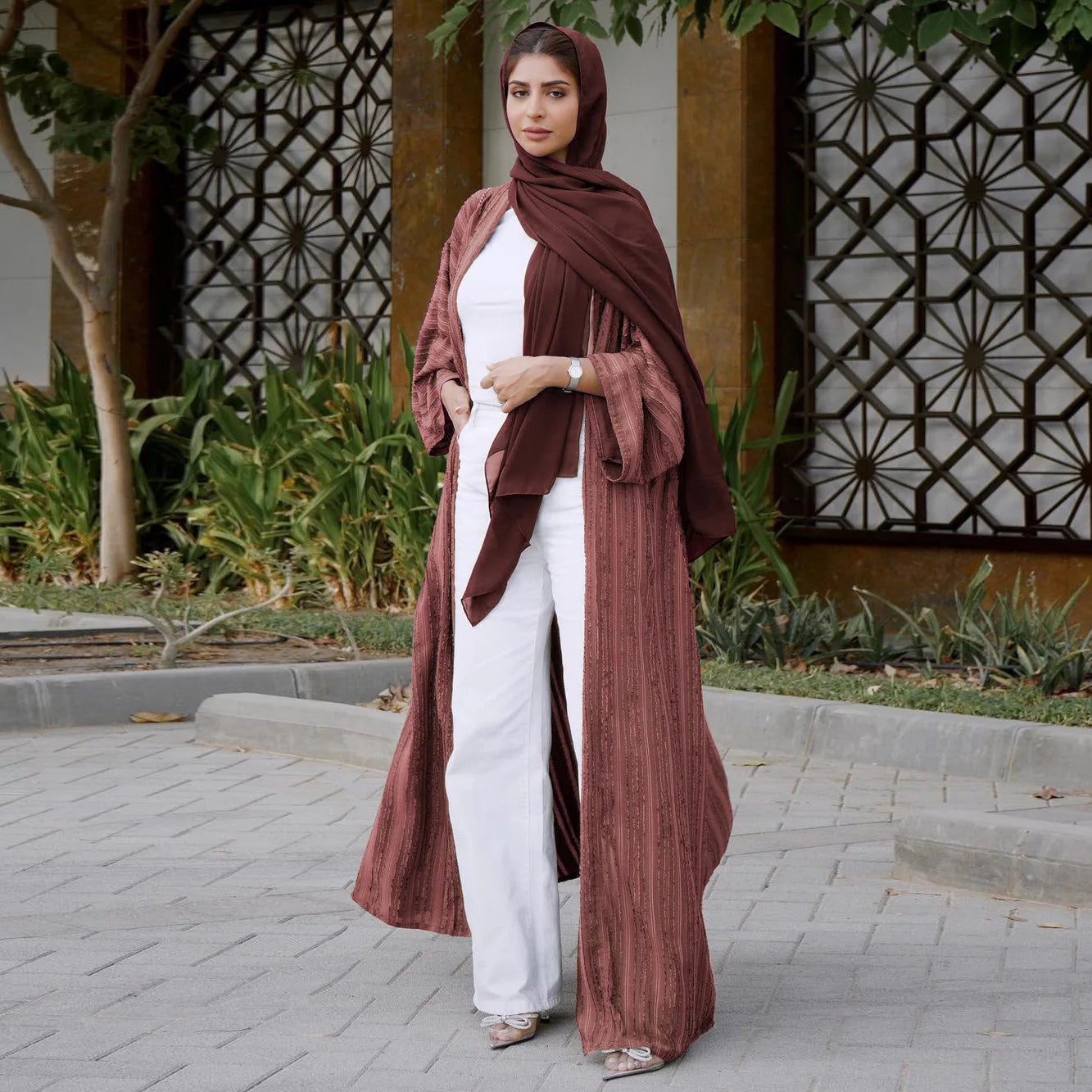 Uni Fashion Muslim Kimono Abaya Solid Striped Retro Ethnic Cardigan Robe Dubai Middle Eastern Saudi Arabia Eid Clothes 2025
