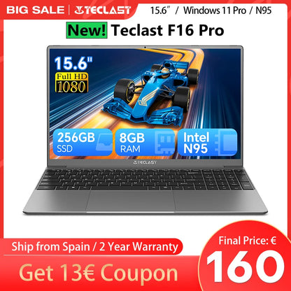【New】Teclast F16Pro Laptop 15.6 Inch 1920X1080, 12Gb / 16Gb Ram, 256Gb / 512Gb Rom, Backlit Keyboard, for Intel N95, Mini-Hdmi.