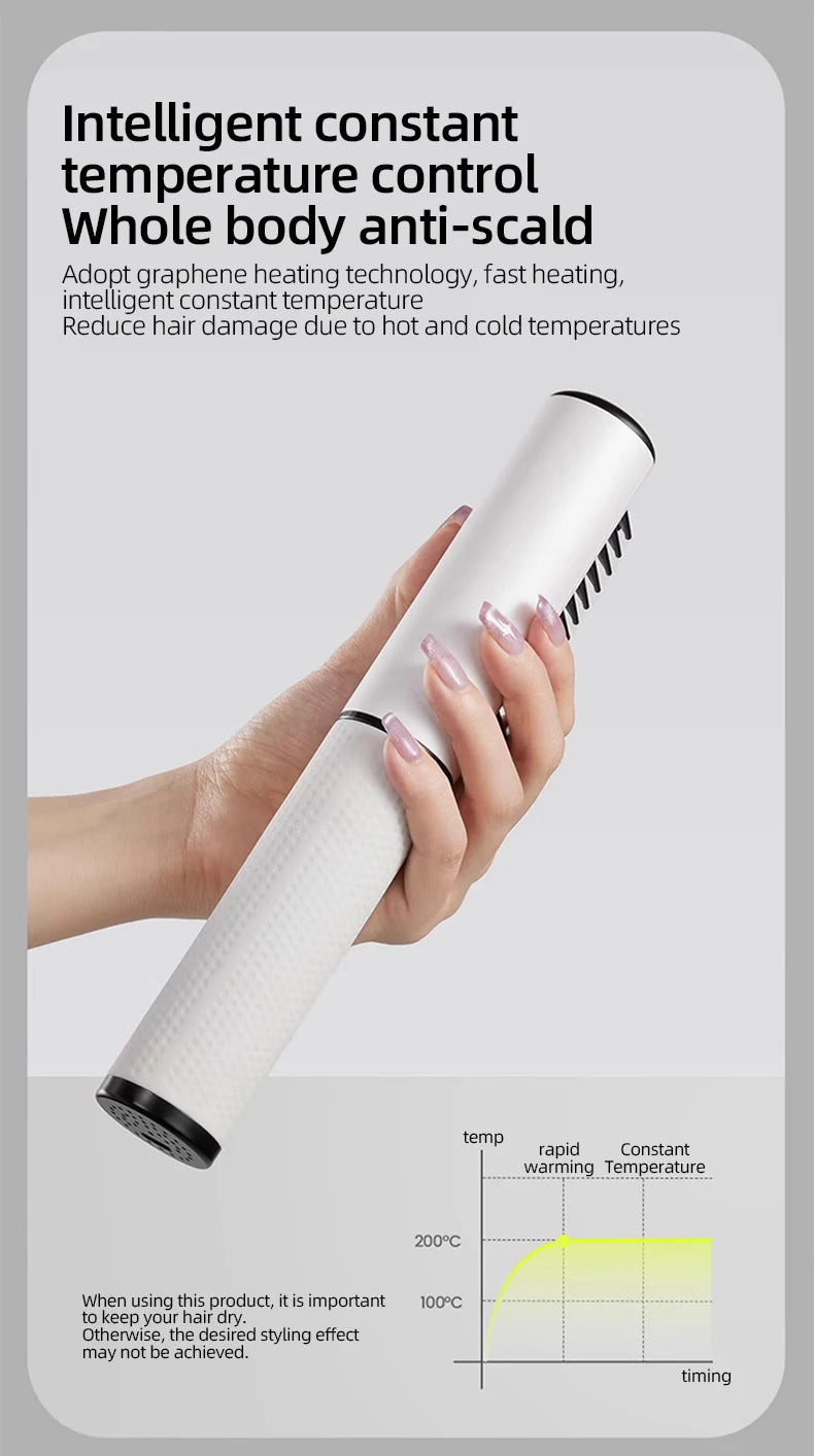 Electric Hot Comb Multi-function Wireless Hair Straightening Comb Negative Ion Anti Hot Styling Tool Hair Straightening Brush.