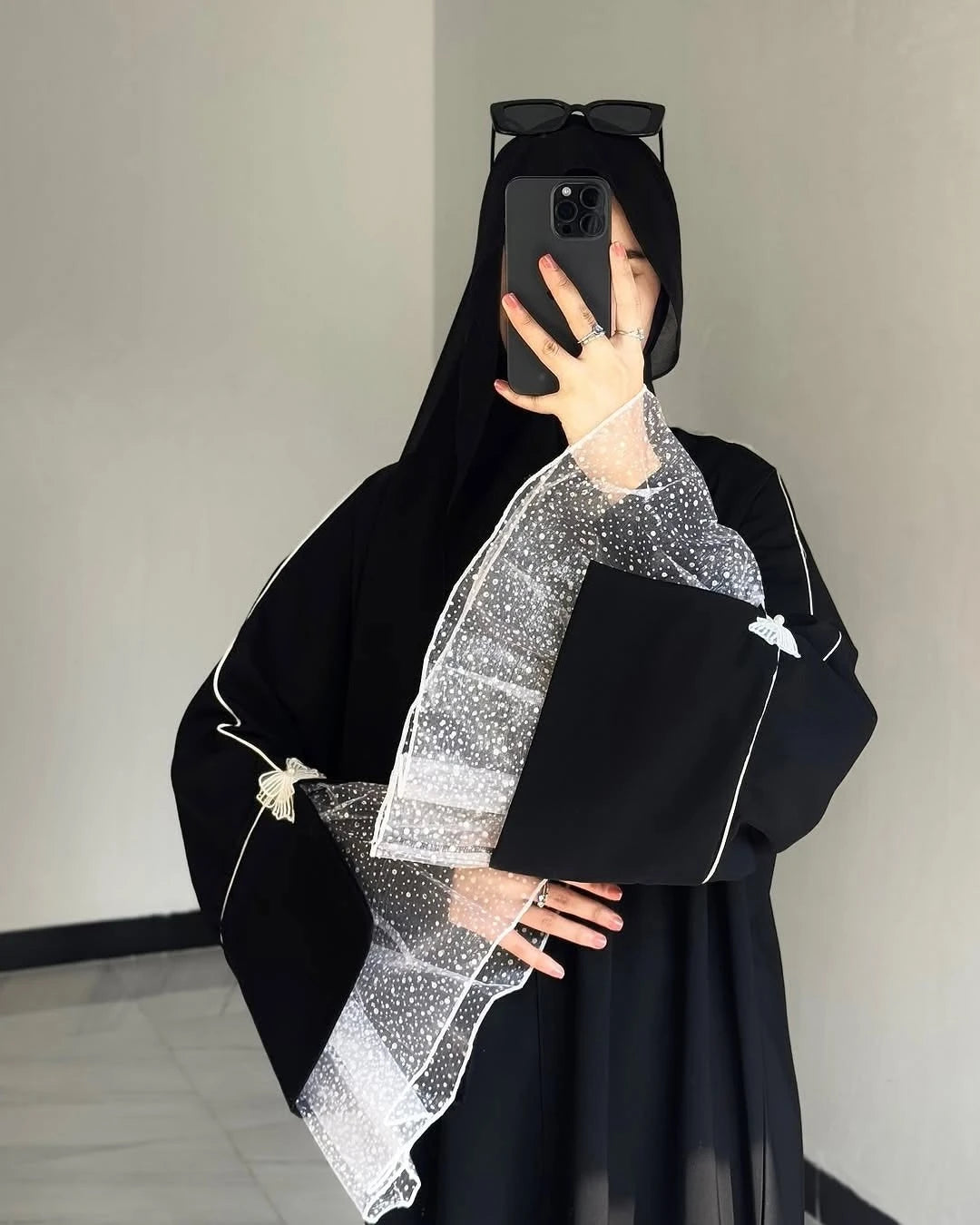 Summer Black Abaya for Muslim Women Elegant Dubai Modest Dress with Lace Sleeves Islamic Vacation Outfit 2025 Turkey Kaftan Robe.