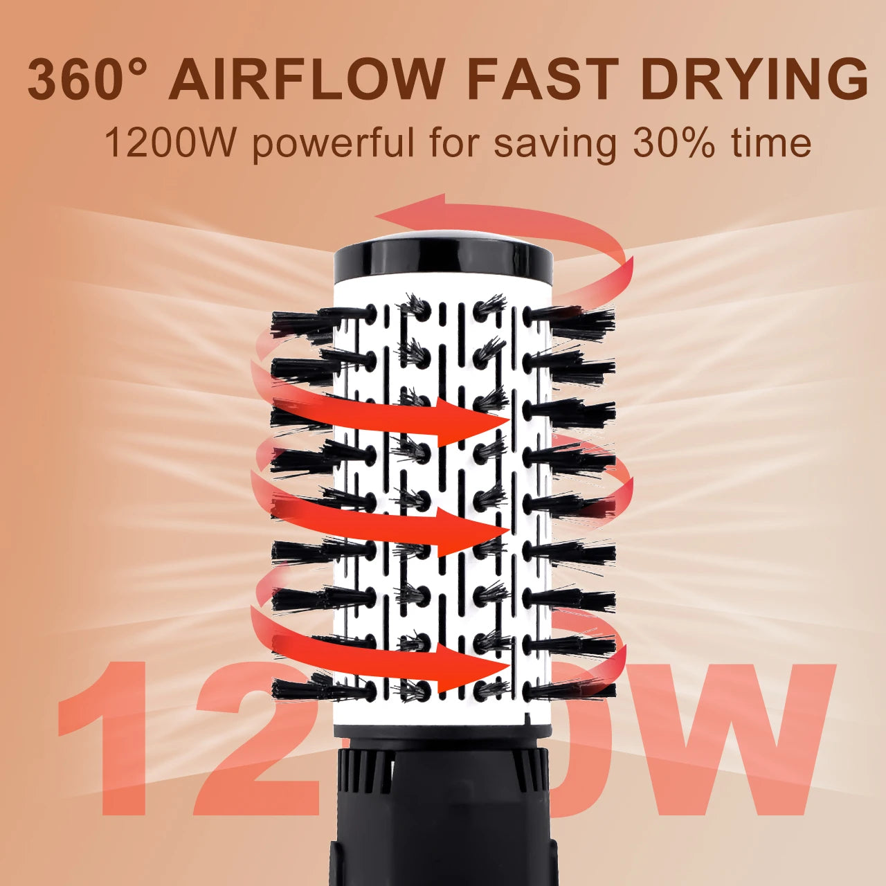 Hatteker Hot Air Brush 4-Head Replaceable Hair Dryer Strong Wind Electric Straightener Roller Curler Comb Blower Styling Tool.