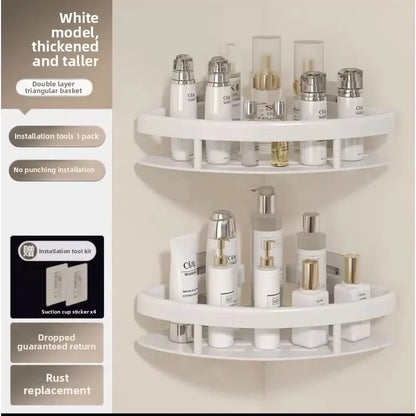 Nicht perforierte weiße dreieckige Badezimmerregale, Aufbewahrungsregal, WC, Ecke, Dusche, Aufbewahrungsregal, Badezimmer-Eckregal, Zubehör