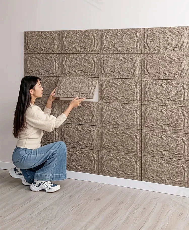 PU stone wall panel, 10 mm, realistic brick pattern, anti-mould and moisture-proof, waterproof and washable, suitable for/outdoo