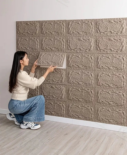 PU stone wall panel, 10 mm, realistic brick pattern, anti-mould and moisture-proof, waterproof and washable, suitable for/outdoo