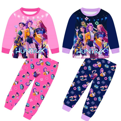 Movie Kpop Demon Hunters Kids Clothes Set Pajamas Sets Boys Daily Nightgowns Girls Long Sleeve T Shirt+Pants 2pcs Set.
