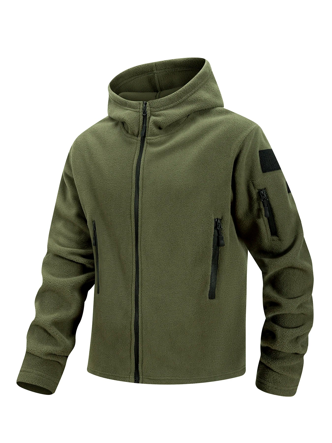 Men's Polar Fleece Zipper Hooded Jacket Autumn Winter Thermal Warm Work Coats Full-Zip Up Windproof Outdoor Hoodie Sweatshirt