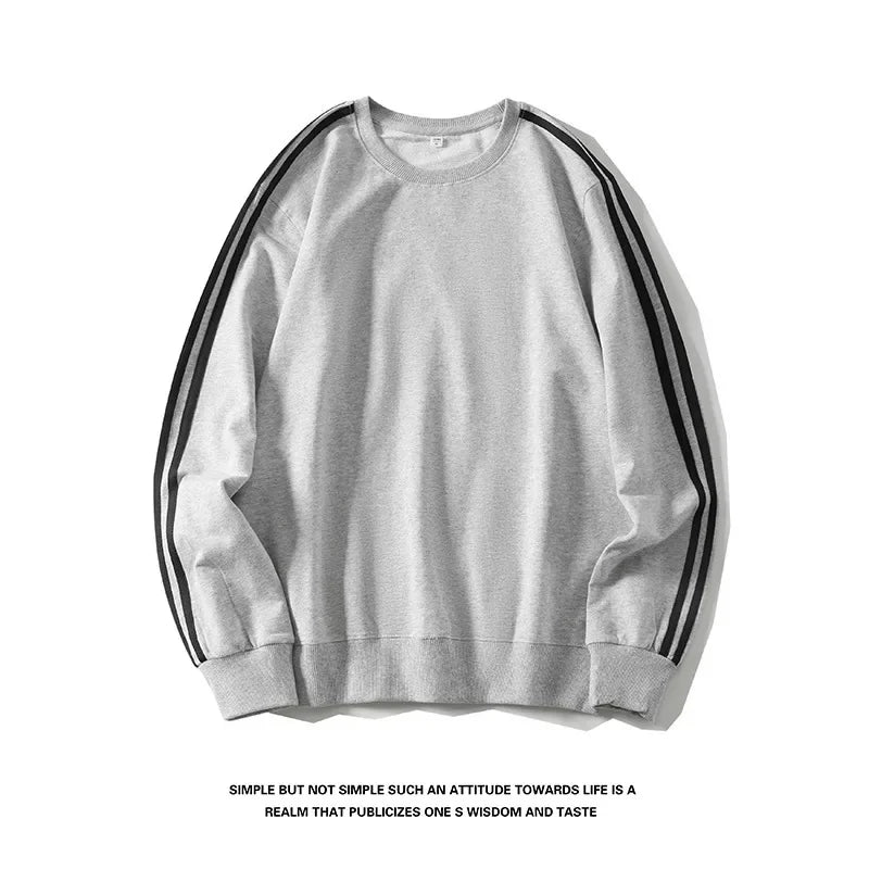 Autumn Winter round Neck Sweatshirt Men Loose Sports American Casual Cotton Fleece Versatile Comfortable Men's Set.