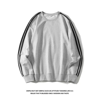 Autumn Winter round Neck Sweatshirt Men Loose Sports American Casual Cotton Fleece Versatile Comfortable Men's Set.