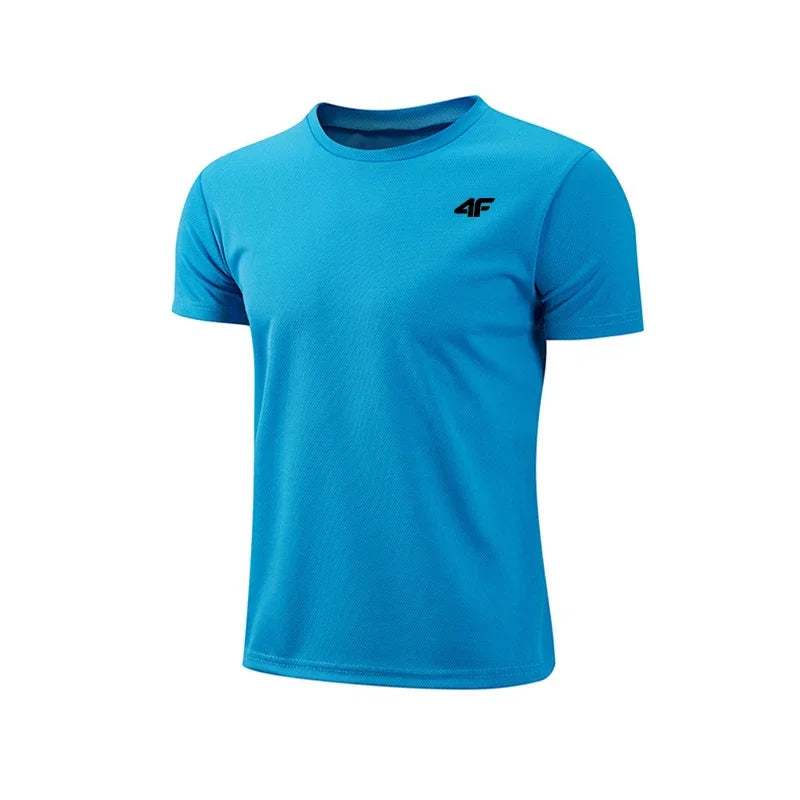 Men's Summer Exercise Trainning T-shirt High Quality Breathable Quick Dry Short Sleeved Top Marathon Gym Fitness Basketball Tees.