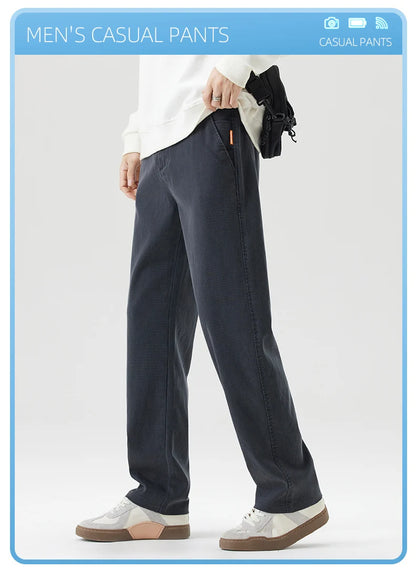 Men's Loose Straight Lyocell Wide Leg Trousers 2025 Autumn Winter Drape Comfortable Versatile Casual Pants Plus Size 5XL.